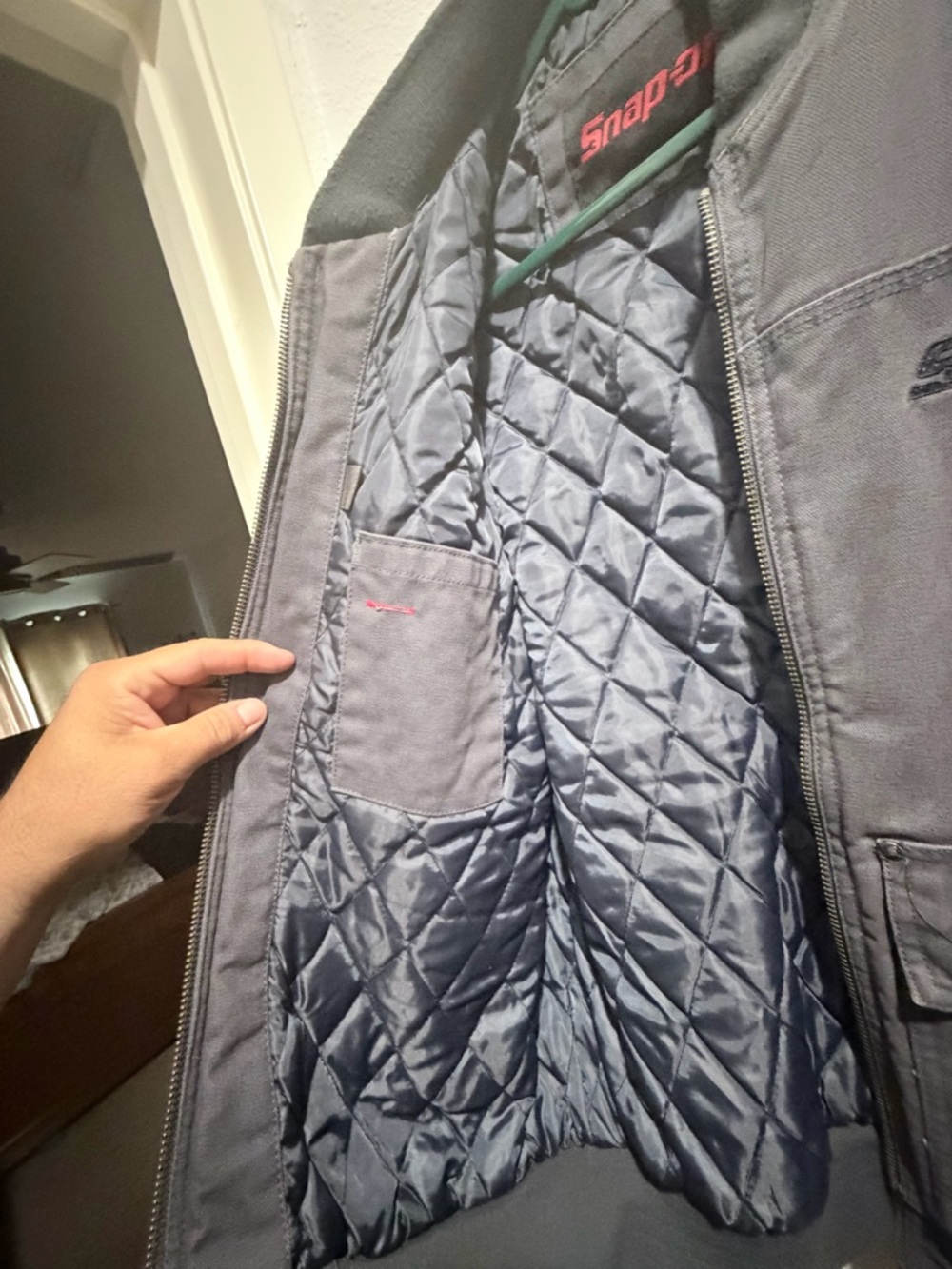 Snap Gray Bomber-Style Work Jacket - Picture 6 of 6